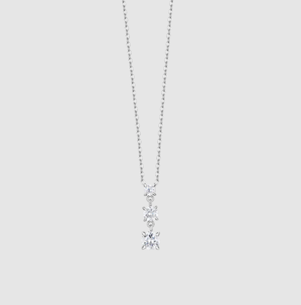 Collana Luca Barra Donna Acciaio Silver Pendente 3 Zirconi _CK2161