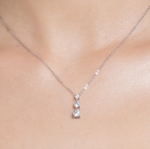 Collana Luca Barra Donna Acciaio Silver Pendente 3 Zirconi _CK2161