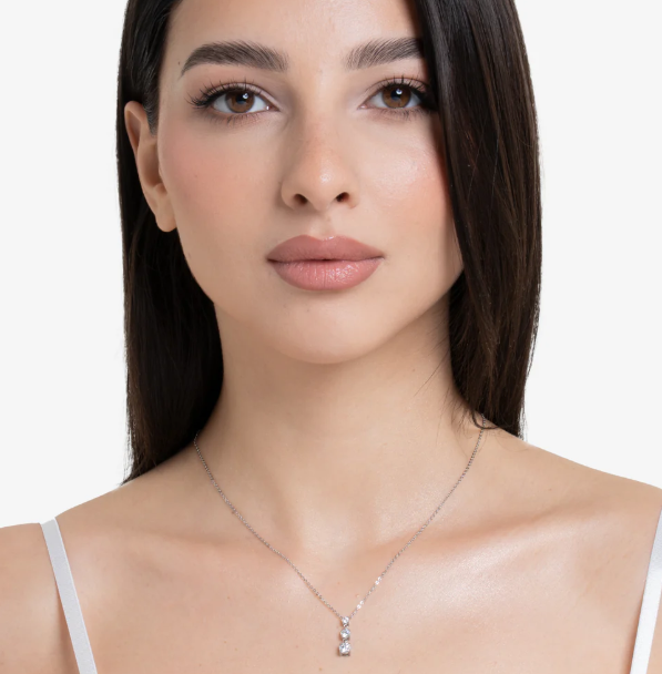 Collana Luca Barra Donna Acciaio Silver Pendente 3 Zirconi _CK2161