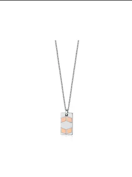 Collana Luca Barra Uomo Acciaio Pendente Medaglietta Color Argento e Rame CA315