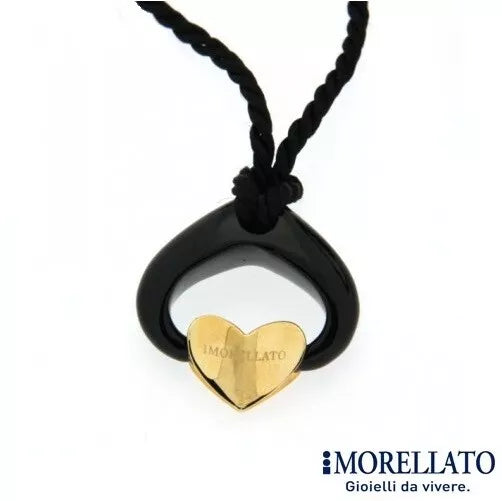Collana Morellato Donna Ciondolo in Onice Nero Cuore in Oro Giallo 9 kt _HBN02