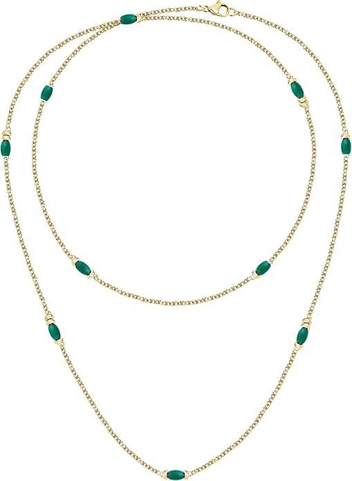 Morellato Damen-Halskette Stahl Gold 90 cm Grüner Achat _SAXQ01