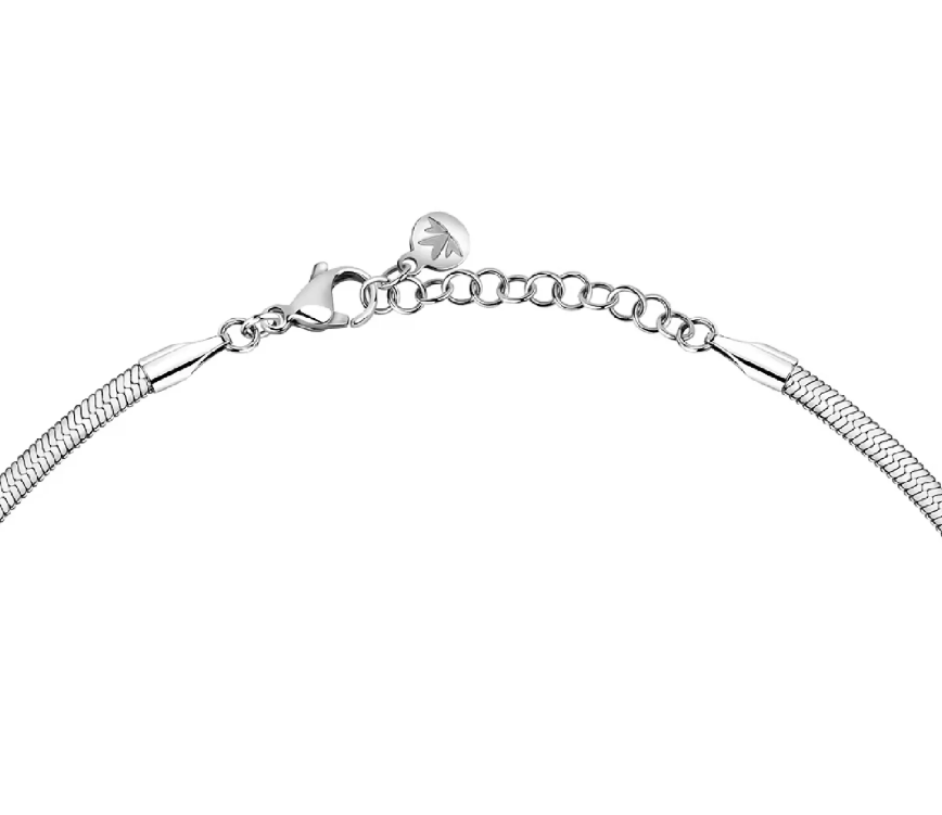 Collana Morellato Donna Acciaio maglia Piatta Silver e Cristallo Bianco Centrale _SAVY26
