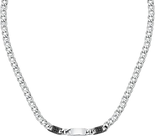 Collana Morellato Uomo Acciaio Catena Cristalli Neri _SATX01