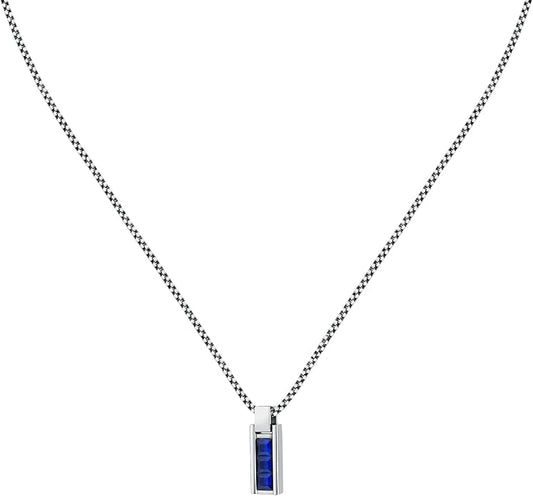 Collana Morellato Uomo Collezione Urban Acciaio Ciondolo Cristallo Blu _SABH40