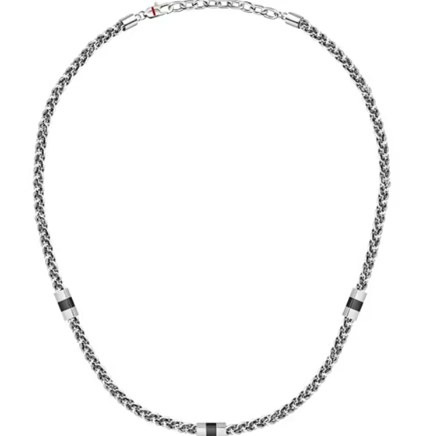 Collana Sector Uomo Acciaio Silver inserti Neri _SAFT93