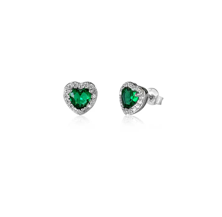 Orecchini Le Scritte dell'Amore Donna Argento 925 Cuore Verde 8 mm _LSO21