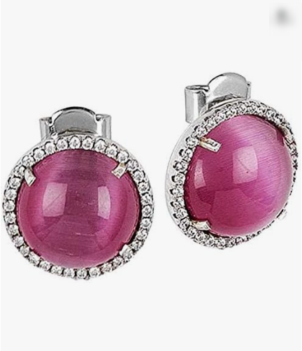 Orecchini Boccadamo Donna Bronzo Placcato Argento Cristalli Medi Ametista Rosa _XOR469B