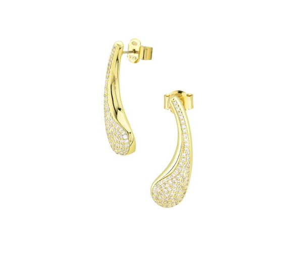 Orecchini Boccadamo Donna Bronzo Placcato Oro Pendente Zirconato a Goccia _KOR039D