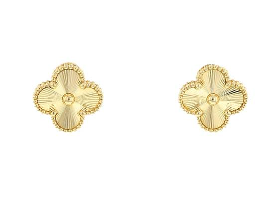 Vancleef Damen-Ohrringe aus 925er Silber mit vergoldetem vierblättrigem Kleeblatt _LSO02