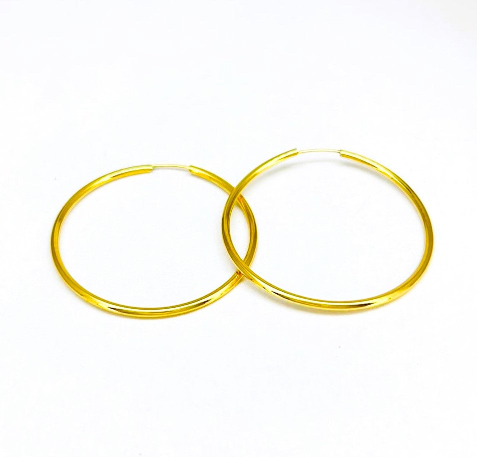 Orecchini Donna Oro Giallo Cerchi Canna Liscia Chiusura Scomparsa Dritta dm 35 mm _CR011