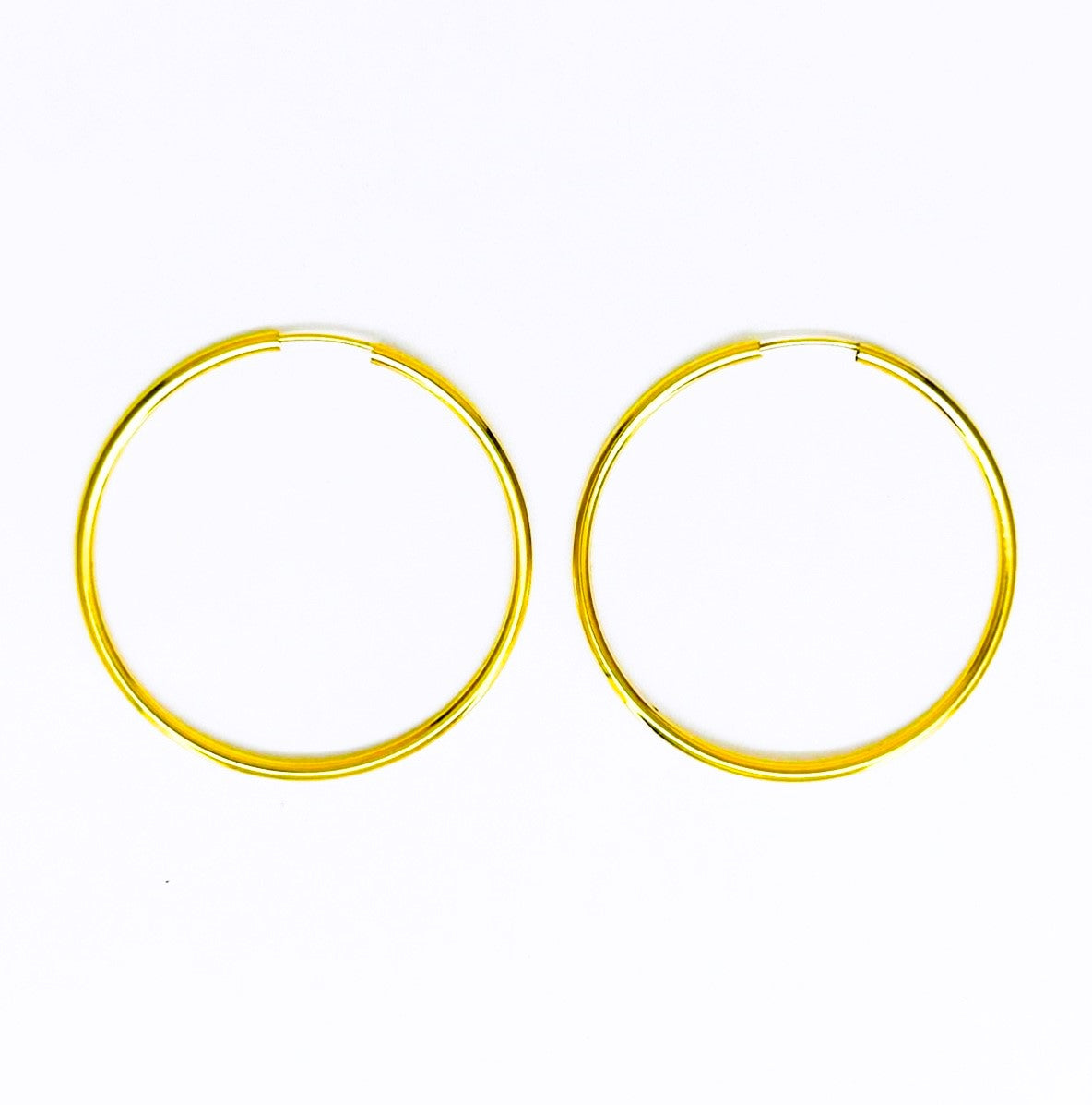 Orecchini Donna Oro Giallo Cerchi Canna Liscia Chiusura Scomparsa Dritta dm 35 mm _CR011