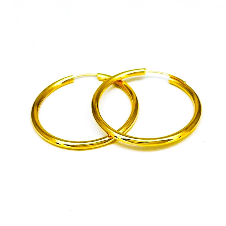Orecchini Donna Oro Giallo Cerchi Canna liscia Chiusura Scomparsa Dritta dm 30 mm _CR008