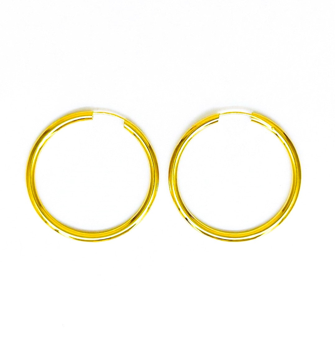 Orecchini Donna Oro Giallo Cerchi Canna liscia Chiusura Scomparsa Dritta dm 30 mm _CR008