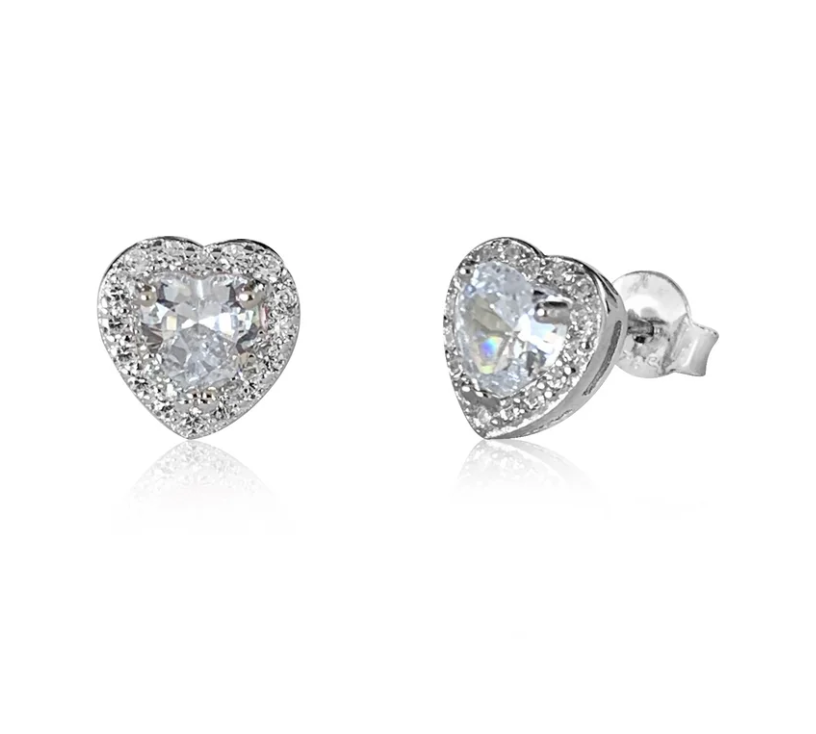 Orecchini Le Scritte dell'Amore Donna Argento 925 Cuore Crystal 8 mm _LSOR03