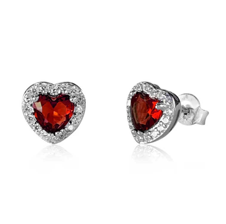 Orecchini Le Scritte dell'Amore Donna Argento 925 Cuore Rosso 8 mm _LSOR04