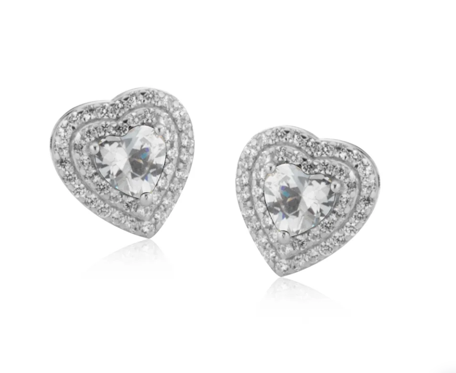 Orecchini Le Scritte dell'Amore Donna Argento 925 Cuore Crystal _LSOR07