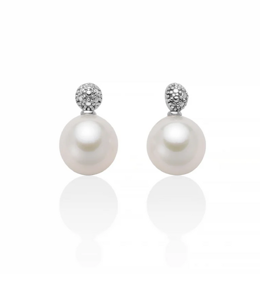 Orecchini Miluna Donna Oro Bianco 18 KT Nr 2 Perle Bianco 7.5-8 PER2613