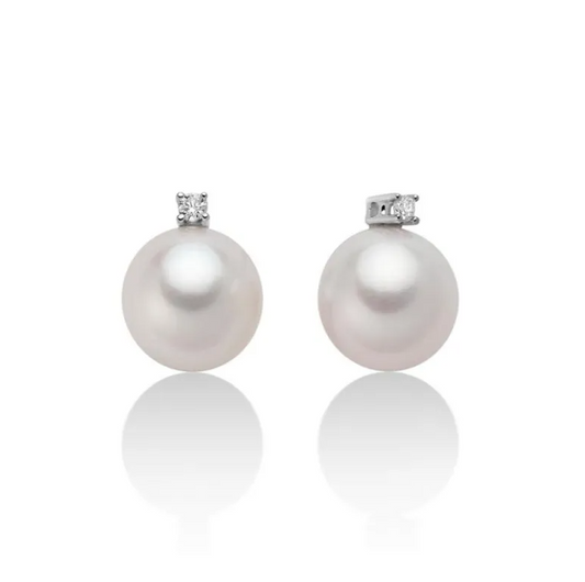 Orecchini Miluna Donna Oro Bianco 18KT Perle Bianche Diamante PER2302