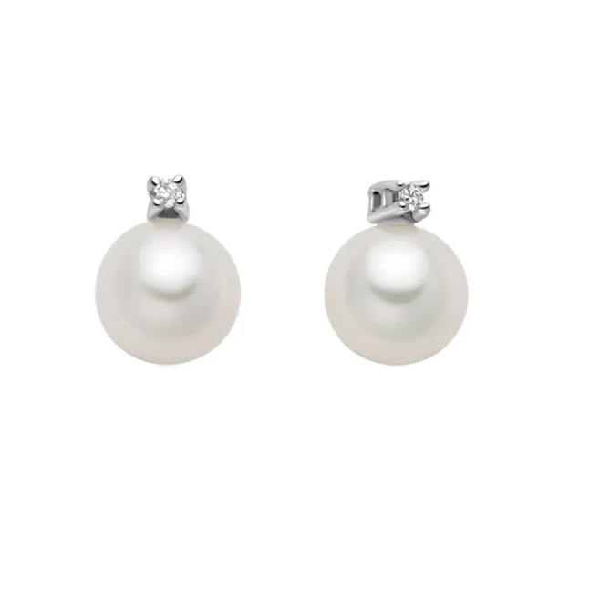 Orecchini Miluna Donna Oro Bianco 9 Kt Perle Naturali e Diamanti _PER2736X