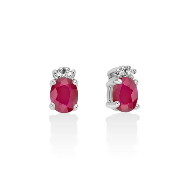 Orecchini Miluna Donna Oro Bianco 9 Kt Rubini e Diamanti _ERD2795X