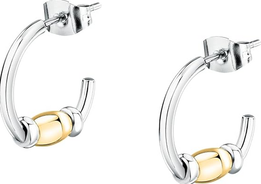 Orecchini Morellato Donna Acciaio Silver Dettagli Oro Cerchio _SAXQ13