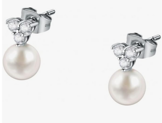 Orecchini Morellato Donna Perle 6 mm e Cristalli Bianchi _SAER52