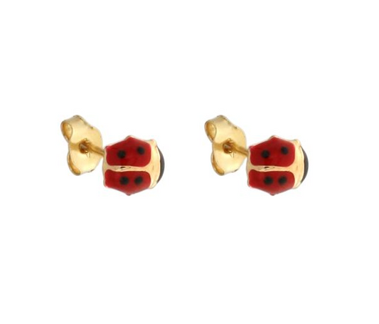 Orecchini Bambina Oro Giallo 18 kt Coccinelle Smaltate _OR023