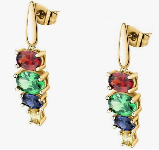 Orecchini Pendenti Morellato Donna Acciaio Gold Zirconi Multicolo _SAVY03