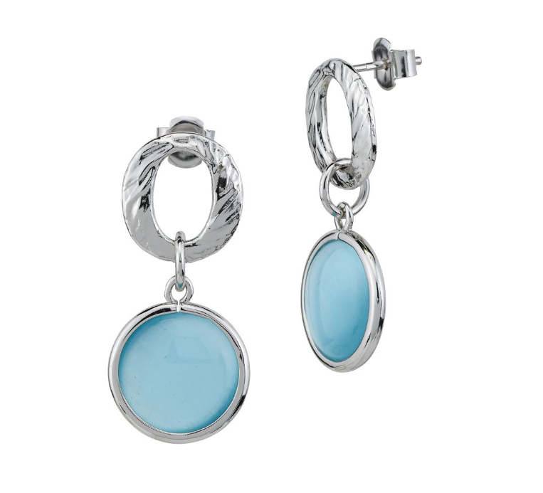 Orecchini Boccadamo Donna Bronzo Pendenti Moduli Circolari Pietre Azzurra _XOR754A