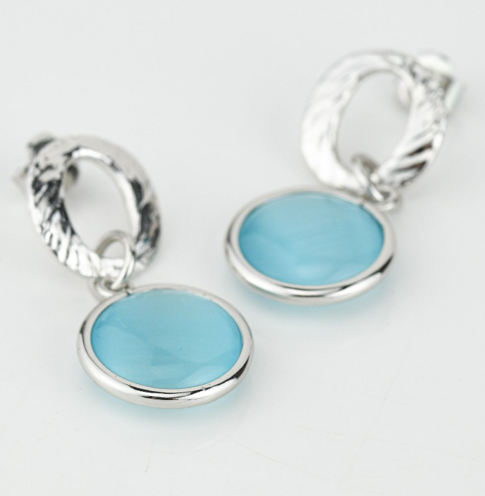 Orecchini Boccadamo Donna Bronzo Pendenti Moduli Circolari Pietre Azzurra _XOR754A