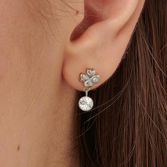 Orecchini Brosway Donna Acciaio Argentato Quadrifoglio e Cristalli Coll. CHAKRA _BHKE182