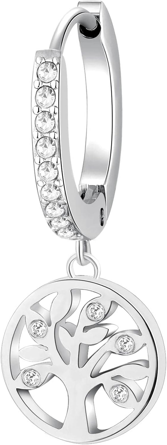 Orecchini Brosway Donna Acciaio Silver Pendente Albero della Vita e Cristalli _BHKE004