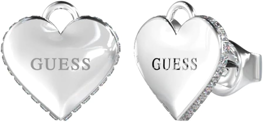 Orecchini Guess Donna Acciaio Argentato Forma Cuore Zirconi Bianchi _JUBE02231JWRH