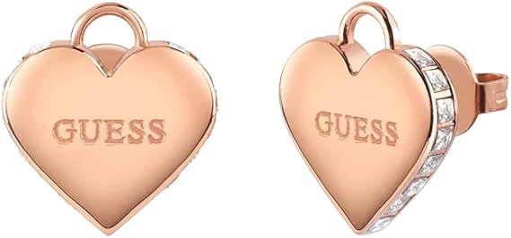 Orecchini Guess Donna Acciaio Oro Rosa Forma Cuore Zirconi Bianchi _JUBE02231JWRG