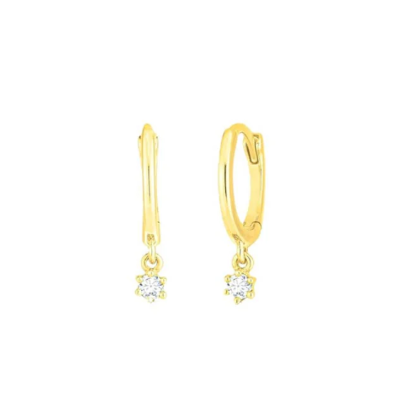 Orecchini LIU JO Donna Acciaio Dorati a Cerchietto con Zircone Pendente _LJ2481