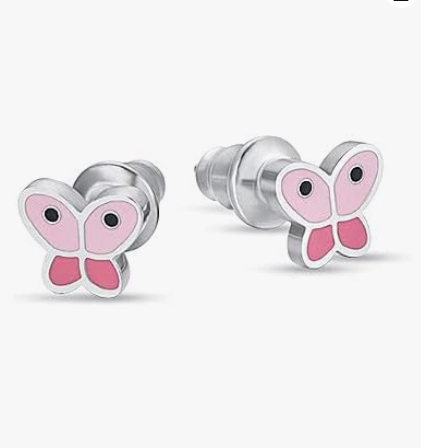 Orecchini Luca Barra Unisex Acciaio Placcato Argento Forma Farfalla J0109