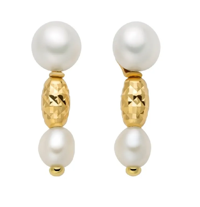 Orecchini Miluna Donna Argento 925 Pendente Perle 5-5,5 e Boule Ovali Placcate Oro Giallo _PER2794G