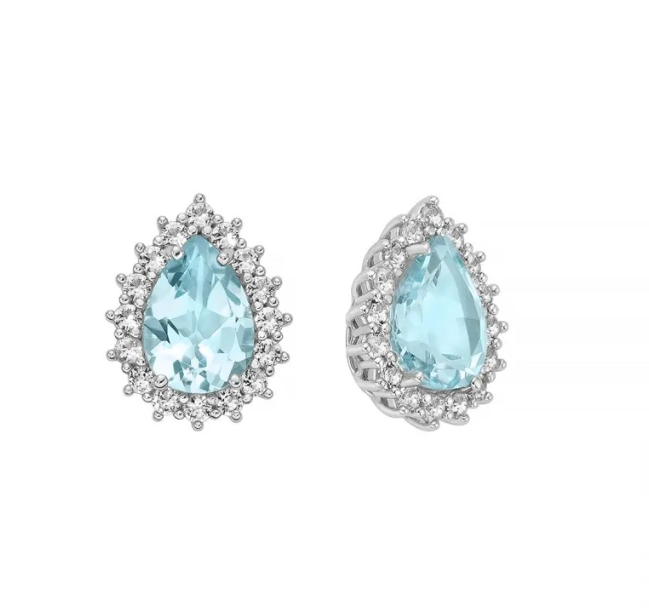 Orecchini Miluna Donna Argento 925 Topazio Azzurro Naturale Taglio Goccia _ERD2972