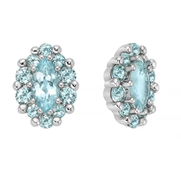 Orecchini Miluna Donna Argento 925 Topazio Azzurro Naturale TG. Navetta _ERD2929