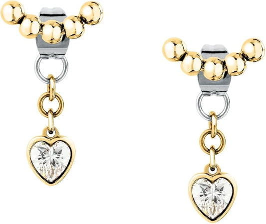 Orecchini Morellato Donna Acciaio Gold Pendente Cuore Bianco _SAIX35
