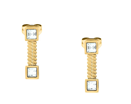Orecchini Morellato Donna Acciaio Pendente Gold Cristalli Bianchi _SAVY45