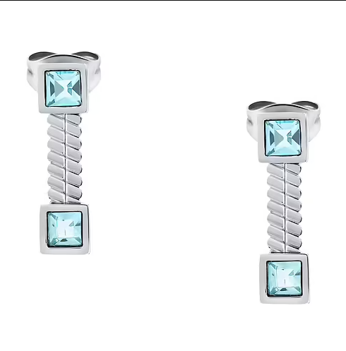 Orecchini Morellato Donna Acciaio Pendente Silver Cristalli Azzurro _SAVY41