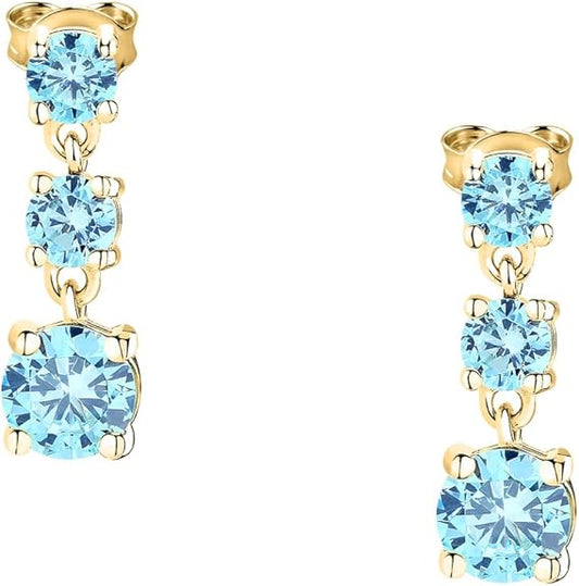 Orecchini Morellato Donna Argento 925 Pendenti Gold Zirconi Azzurri _SAIW301