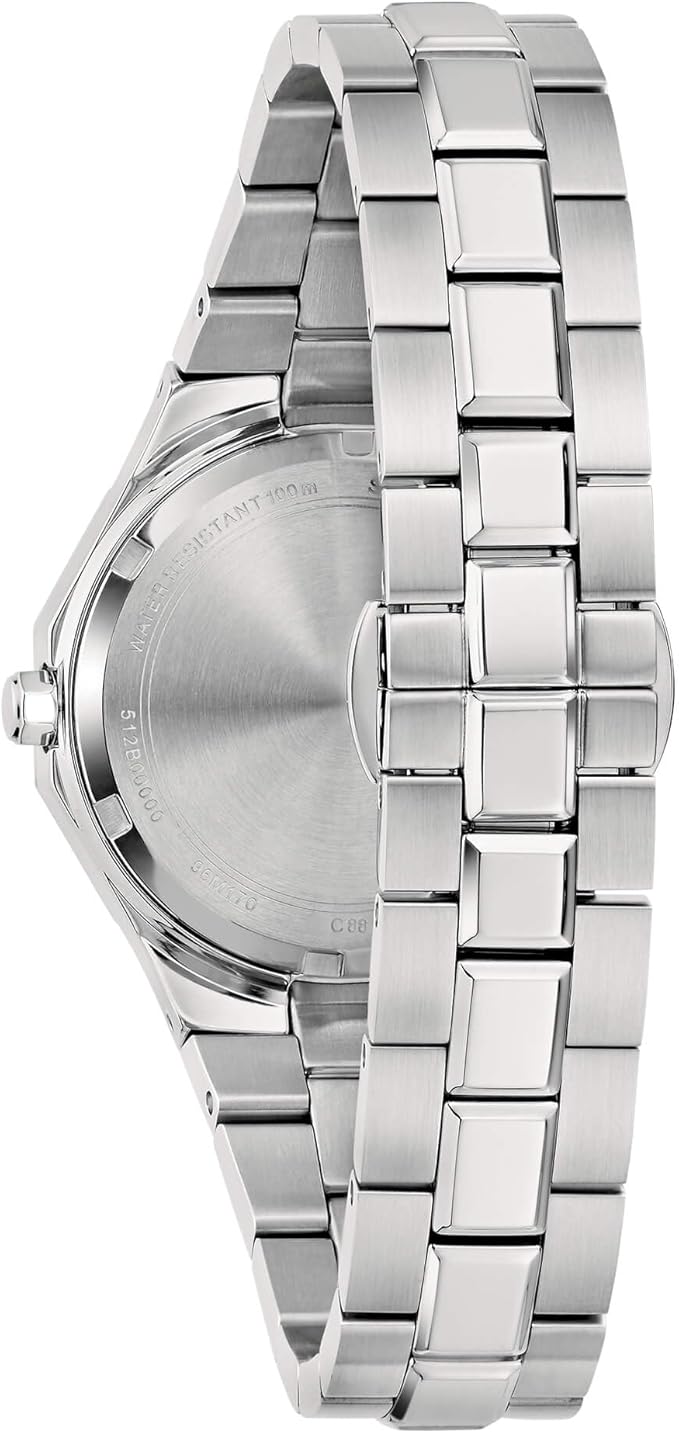 Bulova Damenuhr mit rosa Zifferblatt und Stahlarmband 96M170