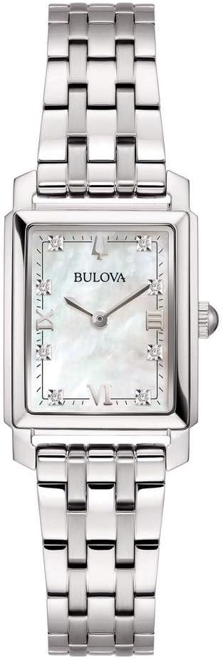 Bulova Sutton Tank Damenuhr, Stahl, Nur Zeit, Perlmutt _96P244