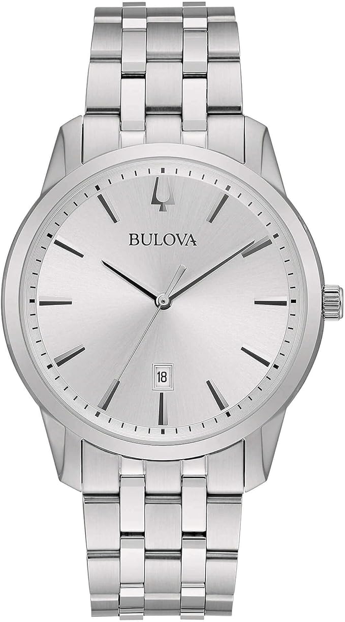 Orologio Bulova Uomo Acciaio Tempo e Data Argentato _96B342