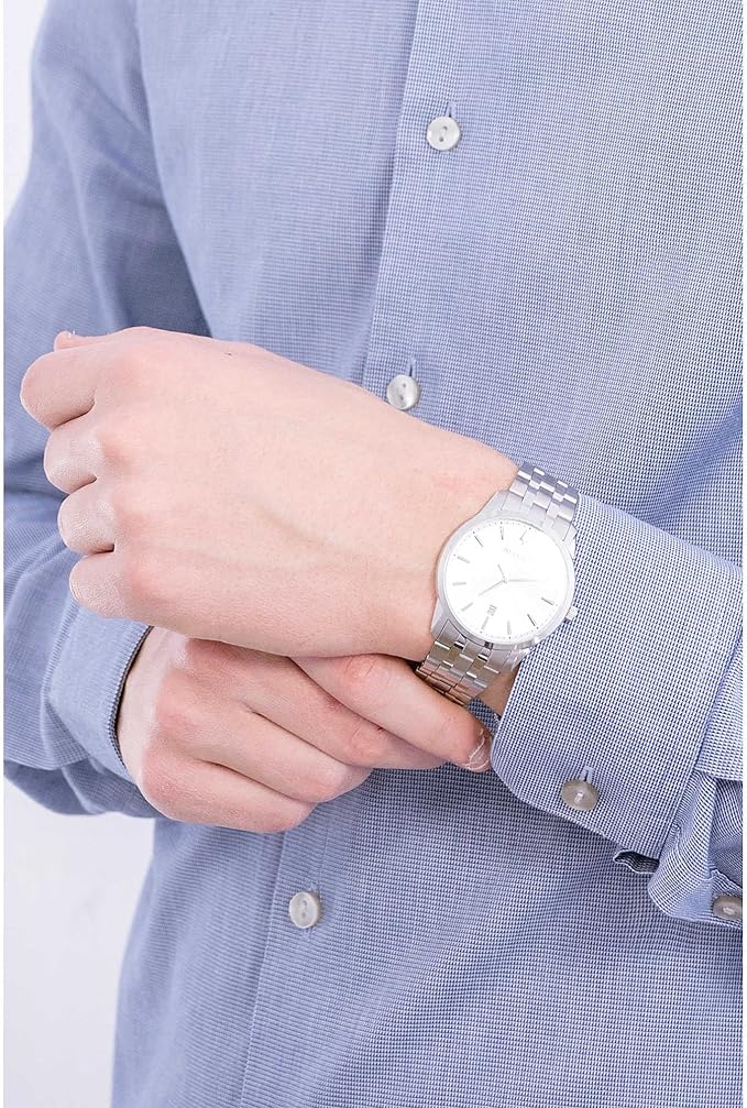 Orologio Bulova Uomo Acciaio Tempo e Data Argentato _96B342