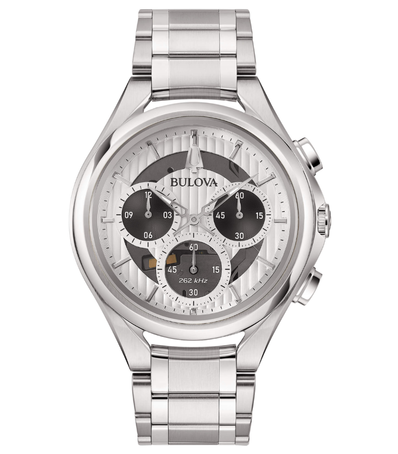 Bulova Herren-Armbanduhr Precisionist Chronograph Saphir Silber Curv _96A301
