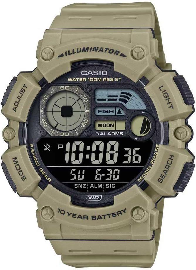 Orologio Casio Digitale Uomo Cinturino Gomma Verde Oliva Illuminator _WS-1500H-5BVEF